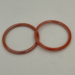Set Of 2 Unbranded Vintage Orange Glass Bangle Bracelets